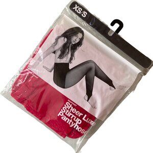 AMERICAN APPAREL STIRRUP SHEER LUXE PANTYHOSE RED XS S NEW